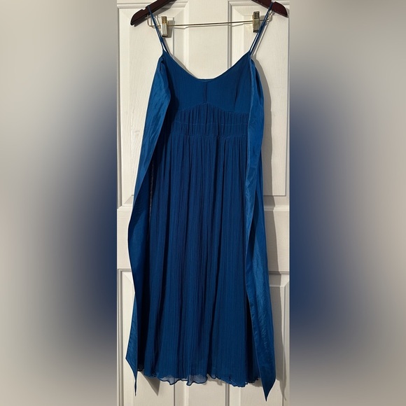 MOULINETTE SOEURS Anthropologie 8 Royal Blue Silk After Party Dress Empire Waist - Picture 4 of 10